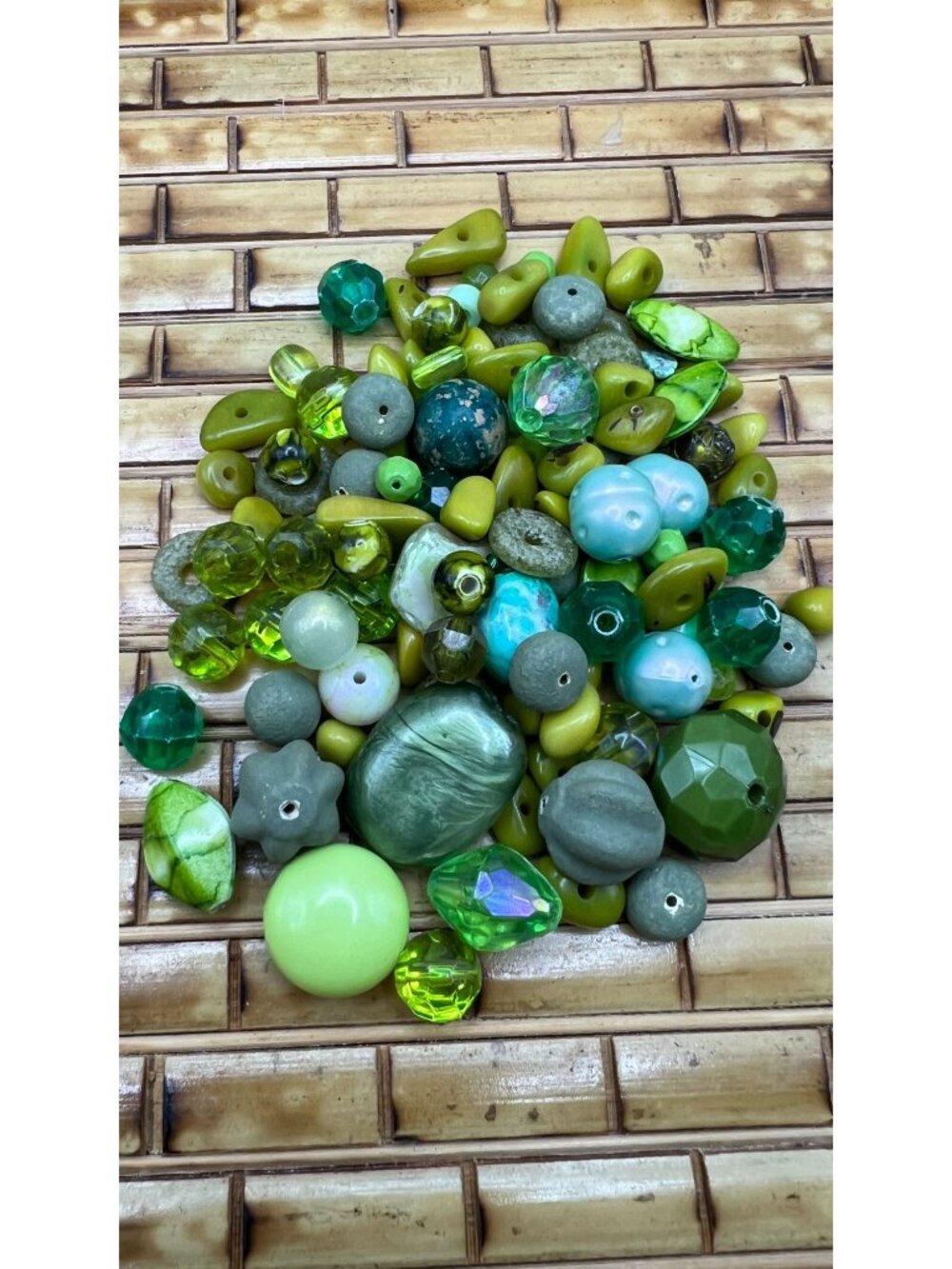 Assorted Green & Yellow Beads For Jewelry Making Mixed Shapes & Sizes Craft Supp